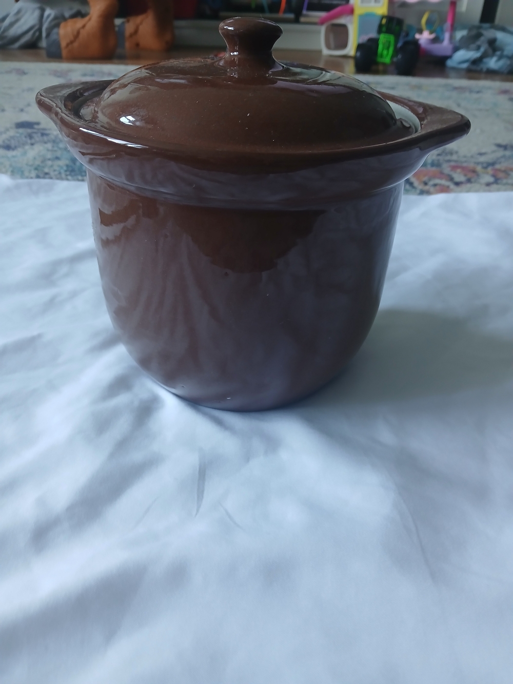 WELLER Pottery Light Brown Pot Canister Bean Jar With Lid,